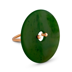 18 karat rose gold ring and jade<br>by Ginette NY