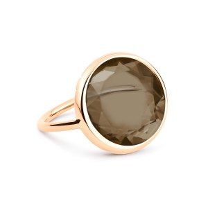 18 karat rose gold ring and smoky quartz<br>by Ginette NY
