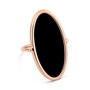 bague or rose 18 carats et onyx noir<br>by Ginette NY