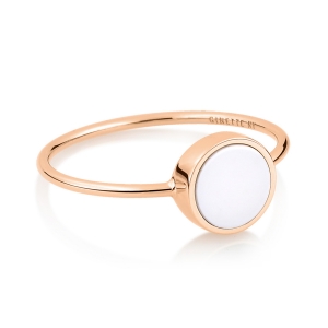 18 carat rose gold ring and white agate <br>by Ginette NY