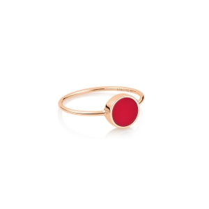 18 carat rose gold ring and red coral <br>by Ginette NY