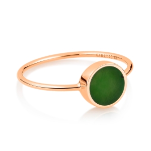18 karat rose gold ring and jade<br>by Ginette NY