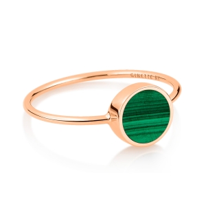 bague or rose 18 carats et malachite<br>by Ginette NY