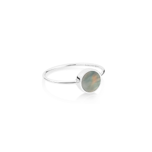 mini ever black MOP white gold disc ring
