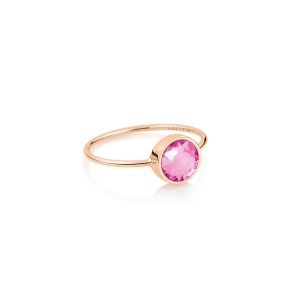 18 karat rose gold ring and pink corundum<br>by Ginette NY