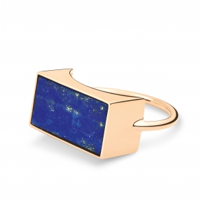 bague or rose 18 carats et lapis by Ginette NY