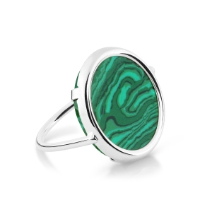 ever malachite white gold disc ring