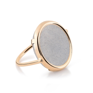 18 carat rose gold ring with grey moonstone<br>by Ginette NY