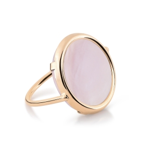 bague or rose 18 carats avec nacre rose <br>by Ginette NY