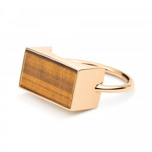 18 carat rose gold and tiger eye ring  by Ginette NY