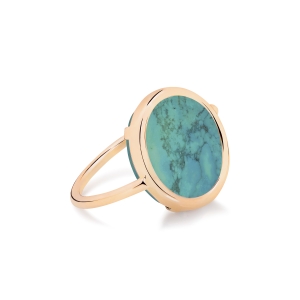 bague or rose 18 carats et turquoise<br>by Ginette NY