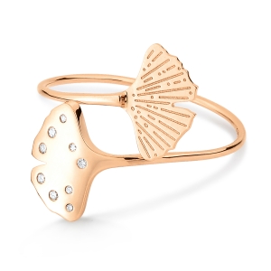 diamond gingko double  ring