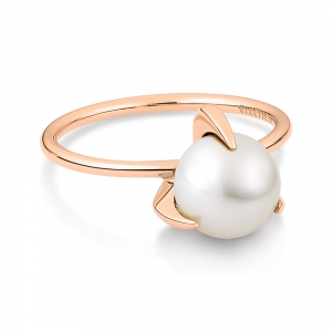 18 carat rose gold ring and white pearl <br>by Ginette NY