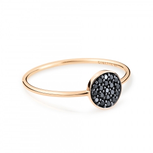 18 carat rose gold ring with black diamonds<br>by Ginette NY