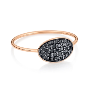 18 carat rose gold ring and black diamonds<br>by Ginette NY