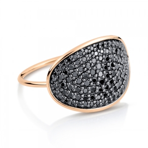 18 carat rose gold ring and black diamonds<br>by Ginette NY