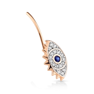 18 carat rose gold solo stud sapphire and diamonds<br>by Ginette NY