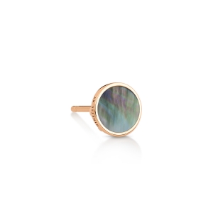 18 karat rose gold solo stud and black mother-of-pearl<br>by Ginette NY