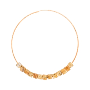 18 karat rose gold solo hoop and picture jasper<br>by Ginette NY