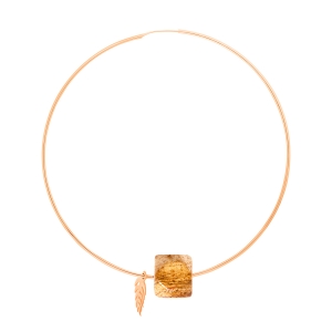 18 karat rose gold solo hoop and picture jasper<br>by Ginette NY