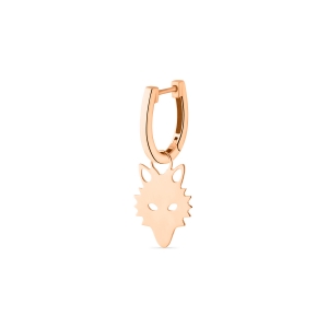 18 karat rose gold solo hoop, motif wolf<br>by Ginette NY