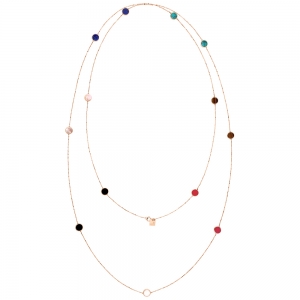 18 carat rose gold necklace and multi stones<br>by Ginette NY
