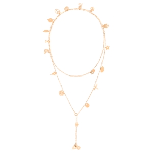 18 karat rose gold sautoir with twenty charms<br>by Ginette NY