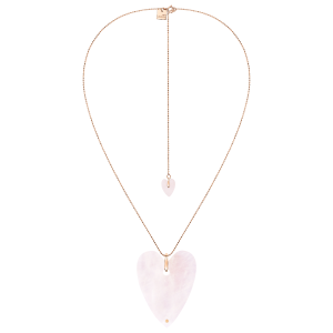 Collier or rose 18 carats et quartz rose, 50 cm