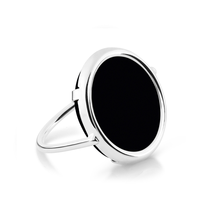 10k White Gold Men's 3.3 ct Oval Black Onyx Ring 52100XXX0X