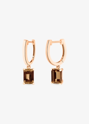 cocktail smoky quartz hoops