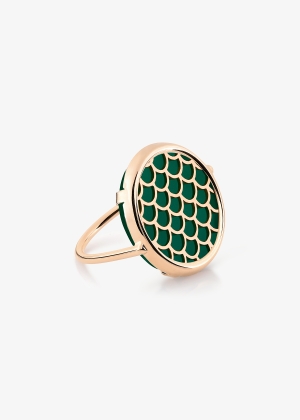 koi green agate disc ring