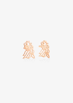 18 karat rose gold goldfish studs<br>by Ginette NY