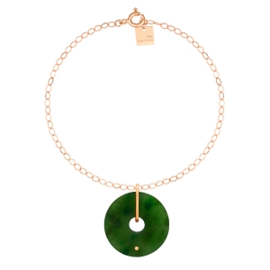 bracelet or rose 18 carats et jade<br>by Ginette NY