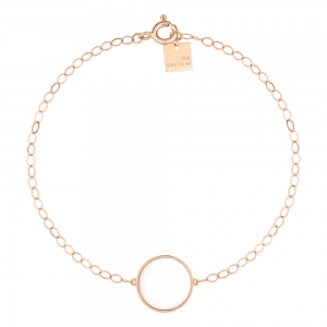 bracelet or rose 18 carats et agate blanche<br>by Ginette NY