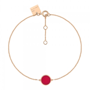 bracelet or rose 18 carats et corail rouge<br>by Ginette NY