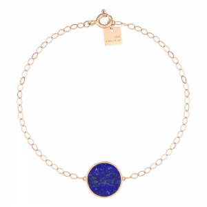 bracelet or rose 18 carats et lapis<br>by Ginette NY