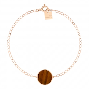 18 carats rose gold bracelet and tiger eye<br>by Ginette NY