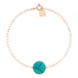 18 carats rose gold bracelet and turquoise <br>by Ginette NY