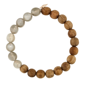bracelet or rose 18 carats, pierre de lune et bois<br>by Ginette NY