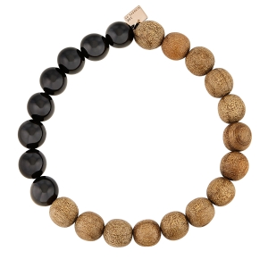 18 carat rose gold bracelet, onyx and wood<br>by Ginette NY