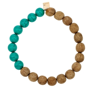 bracelet or rose 18 carats, turquoise et bois<br>by Ginette NY