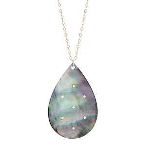 18 karat rose gold necklace and black mother-of-pearl<br>by Ginette NY