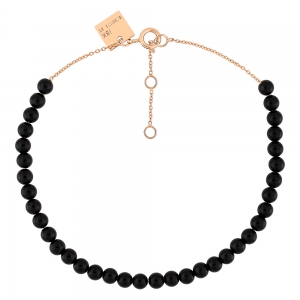 bracelet or rose 18 carats et onyx noir<br>by Ginette NY