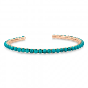 bracelet or rose 18 carats et turquoise<br>by Ginette NY