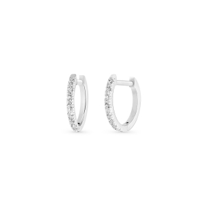 18 karat white gold hoops and diamonds<br>by Ginette NY