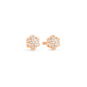 18 karat rose gold studs and diamonds<br>by Ginette NY