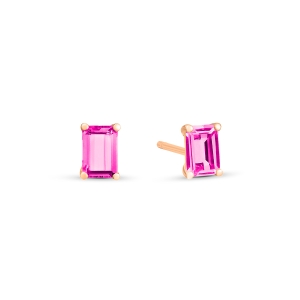 18 karat rose gold studs and pink topaz<br>by Ginette NY