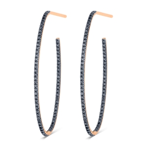 18 carat rose gold hoops and black diamonds <br>by Ginette NY