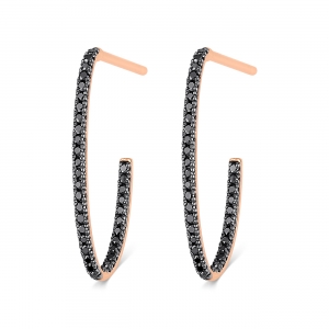 18 carat rose gold hoops and black diamonds <br>by Ginette NY