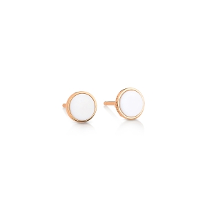 18 carat rose gold studs and white agate<br>by Ginette NY